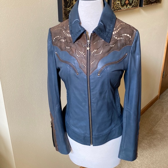 Vericci Jackets & Coats Nwt Vericci Size Medium Navy Leather Jacket